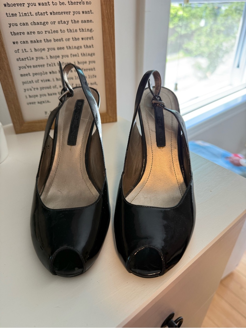Bandolino Black Patent Peep-Toe Slingback Pumps